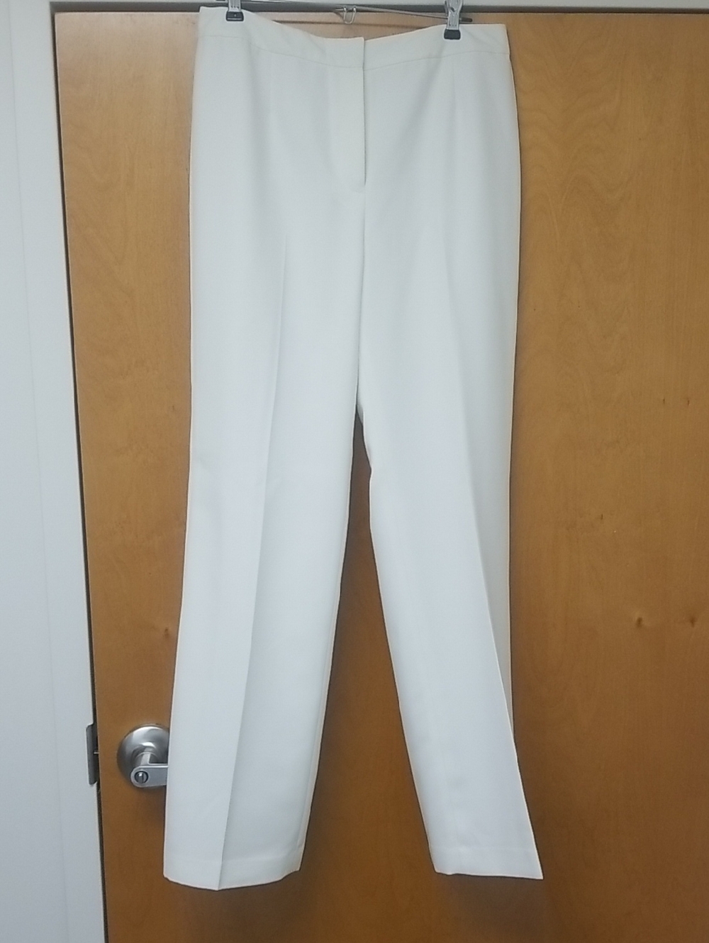 Evan Picone White Tailored Straight-Leg Trousers
